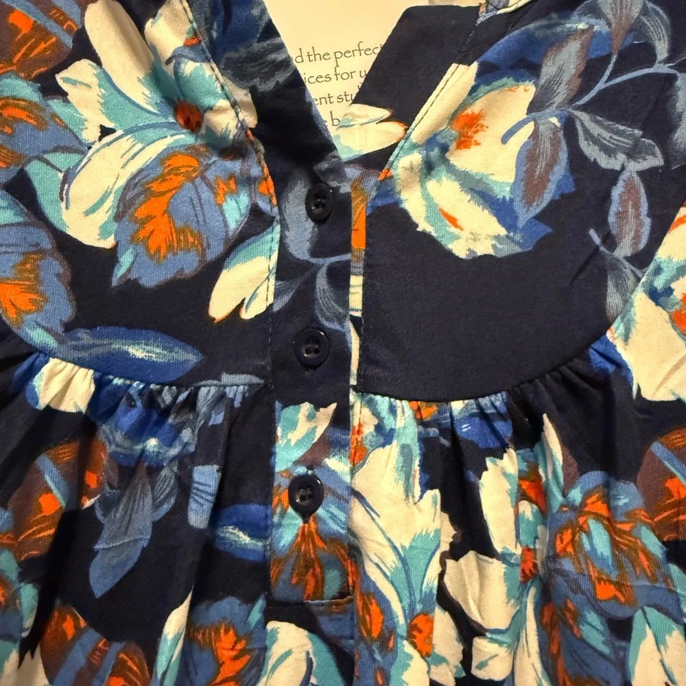 Onyx Nite Women's Floral Sleeveless Top - Blue and Orange - Picture 3 of 6